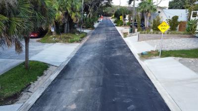 2nd Street finished pave, looking west from A1A Beach Blvd.