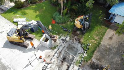Stormwater structure installation in Lee Drive.